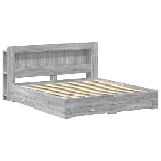 Bed Frame with Storage Grey Sonoma 200 x 200 cm Engineered Wood Bed Frame with Storage Grey Sonoma 200 x 200 cm Engineered Wood