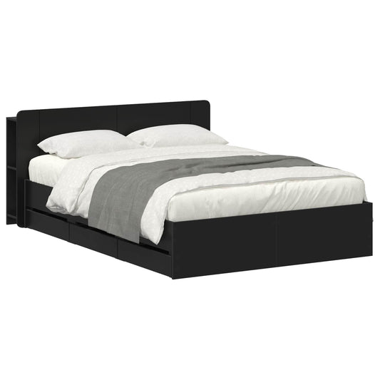 Bed Frame with Storage Black 150 x 200 cm Engineered Wood Bed Frame with Storage Black 150 x 200 cm Engineered Wood