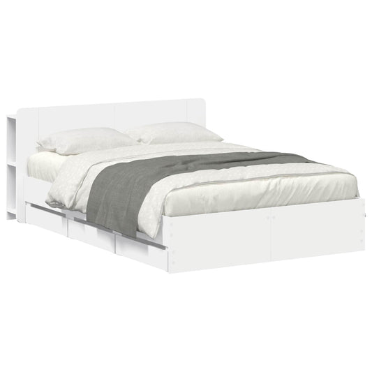 Bed Frame with Storage White 150 x 200 cm Engineered Wood Bed Frame with Storage White 150 x 200 cm Engineered Wood