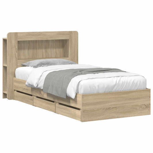 Bed Frame with Storage Sonoma Oak 80 x 200 cm Engineered Wood Bed Frame with Storage Sonoma Oak 80 x 200 cm Engineered Wood