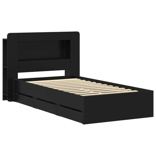 Bed Frame with Storage Black 100 x 200 cm Engineered Wood Bed Frame with Storage Black 100 x 200 cm Engineered Wood