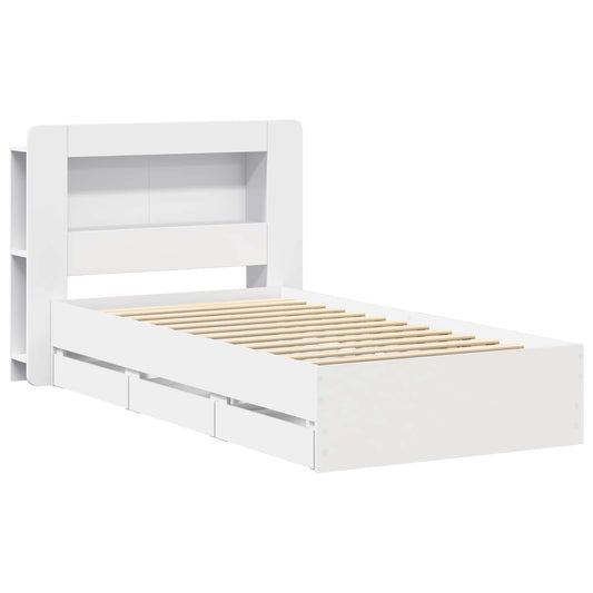 Bed Frame with Storage White 100 x 200 cm Engineered Wood Bed Frame with Storage White 100 x 200 cm Engineered Wood