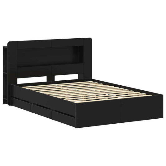 Bed Frame with Storage Black 150 x 200 cm Engineered Wood Bed Frame with Storage Black 150 x 200 cm Engineered Wood