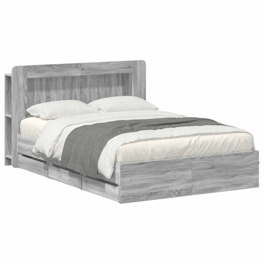Bed Frame with Storage Grey Sonoma 150 x 200 cm Engineered Wood Bed Frame with Storage Grey Sonoma 150 x 200 cm Engineered Wood