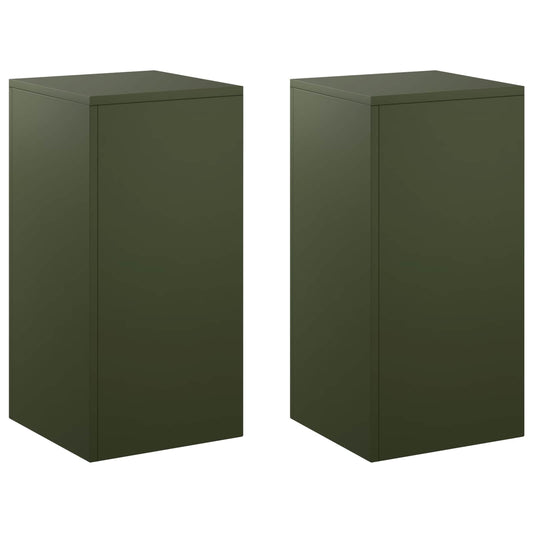 Plant Stand 2 pcs Olive Green 30 x 30 x 60 cm Steel Plant Stand 2 pcs Olive Green 30 x 30 x 60 cm Steel