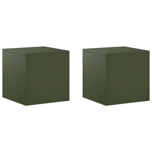 Plant Stand 2 pcs Olive Green 40 x 40 x 40 cm Steel Plant Stand 2 pcs Olive Green 40 x 40 x 40 cm Steel