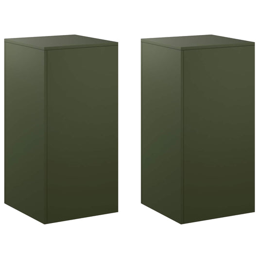 Plant Stand 2 pcs Olive Green 40 x 40 x 80 cm Steel Plant Stand 2 pcs Olive Green 40 x 40 x 80 cm Steel