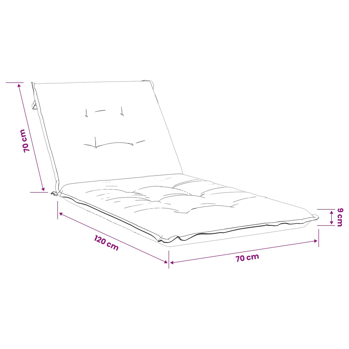 Sunlounger Cushion GEMERT 100% Polyester Blue 190 x 70 x 9 cm