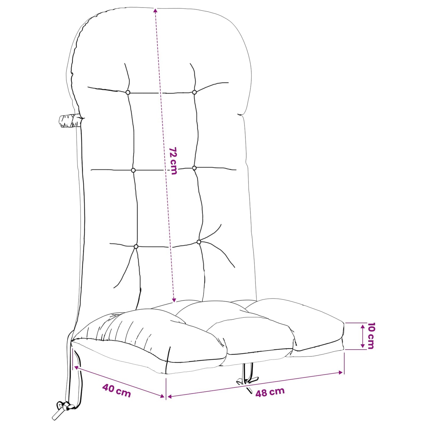 Sun Lounger Cushion PUTTEN 100% Polyester Pink 48 x 112 x 10 cm