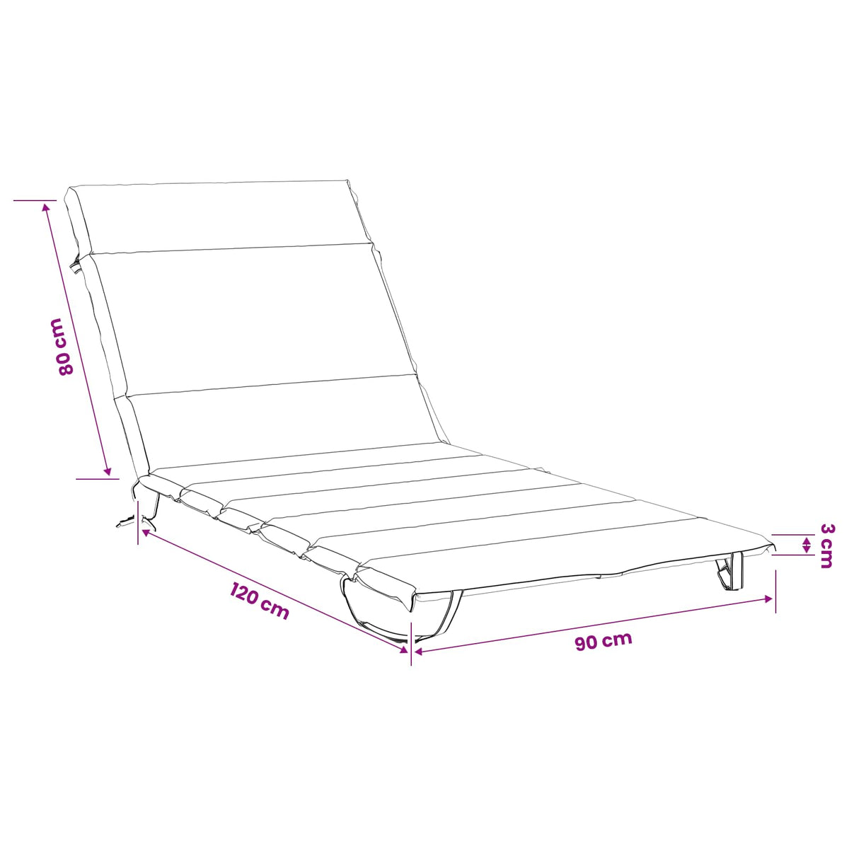 Sunlounger Cushion GEMERT 100% Polyester Red 200 x 90 x 3 cm