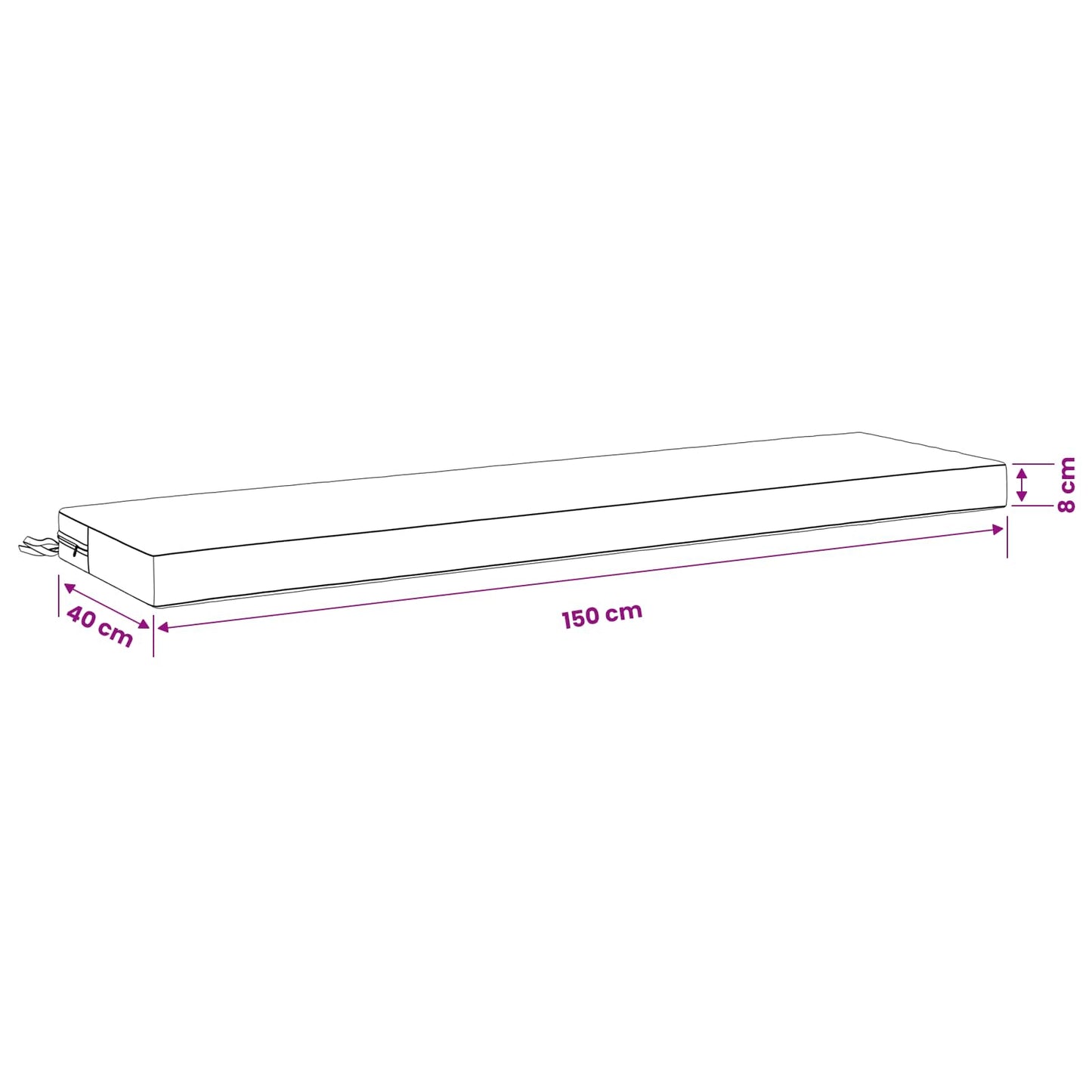 Bench Cushion SOEST 100% Polyester Black 150 x 40 x 8 cm
