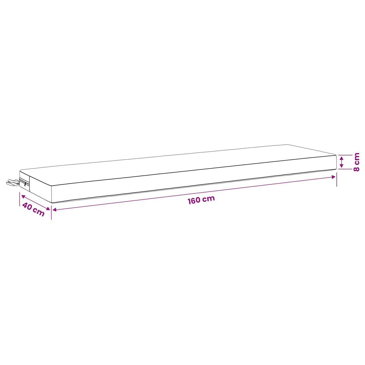 Bench Cushion SOEST 100% Polyester Red 160 x 40 x 8 cm