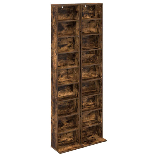 CD Cabinet 2 pcs Smoked Oak 33 x 23.5 x 175 cm Engineered Wood CD Cabinet 2 pcs Smoked Oak 33 x 23.5 x 175 cm Engineered Wood