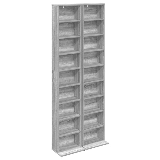 CD Cabinet 2 pcs Grey Sonoma 33 x 23.5 x 175 cm Engineered Wood CD Cabinet 2 pcs Grey Sonoma 33 x 23.5 x 175 cm Engineered Wood