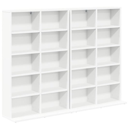 CD Cabinet 2 pcs White 65 x 23.5 x 97.5 cm Engineered Wood CD Cabinet 2 pcs White 65 x 23.5 x 97.5 cm Engineered Wood