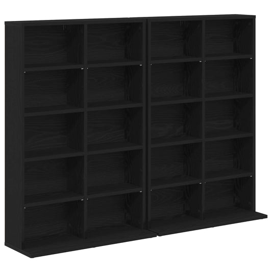 CD Cabinet 2 pcs Black Oak 65 x 23.5 x 97.5 cm Engineered Wood CD Cabinet 2 pcs Black Oak 65 x 23.5 x 97.5 cm Engineered Wood