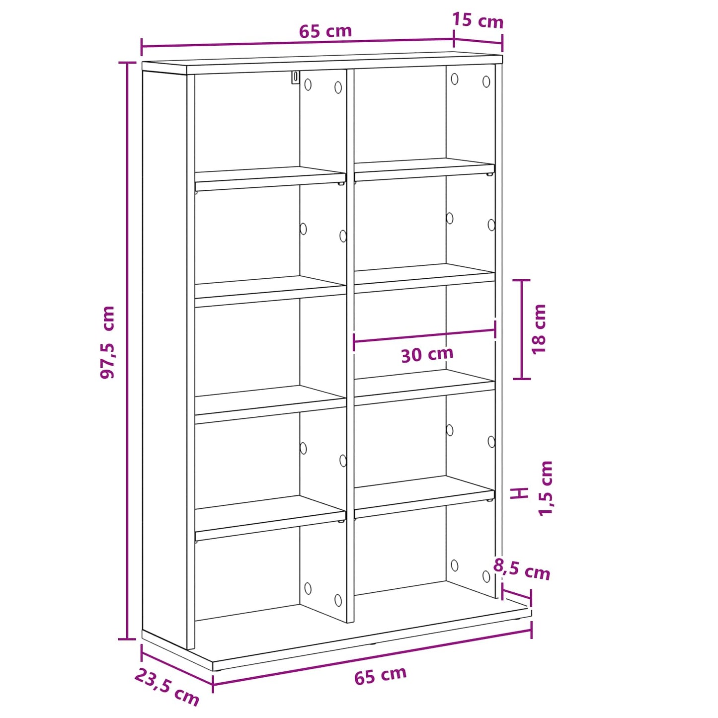 CD Cabinet Old Wood 65 x 23.5 x 97.5 cm Engineered Wood