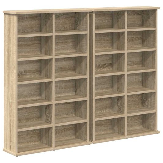 CD Cabinet 2 pcs Sonoma Oak 60 x 17 x 92 cm Engineered Wood CD Cabinet 2 pcs Sonoma Oak 60 x 17 x 92 cm Engineered Wood