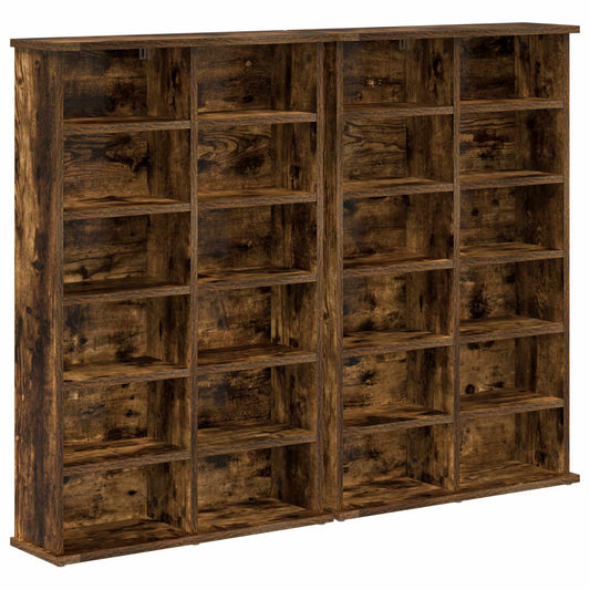 CD Cabinet 2 pcs Smoked Oak 60 x 17 x 92 cm Engineered Wood CD Cabinet 2 pcs Smoked Oak 60 x 17 x 92 cm Engineered Wood