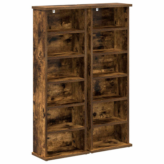 CD Cabinet 2 pcs Smoked Oak 32 x 17 x 92 cm Engineered Wood CD Cabinet 2 pcs Smoked Oak 32 x 17 x 92 cm Engineered Wood