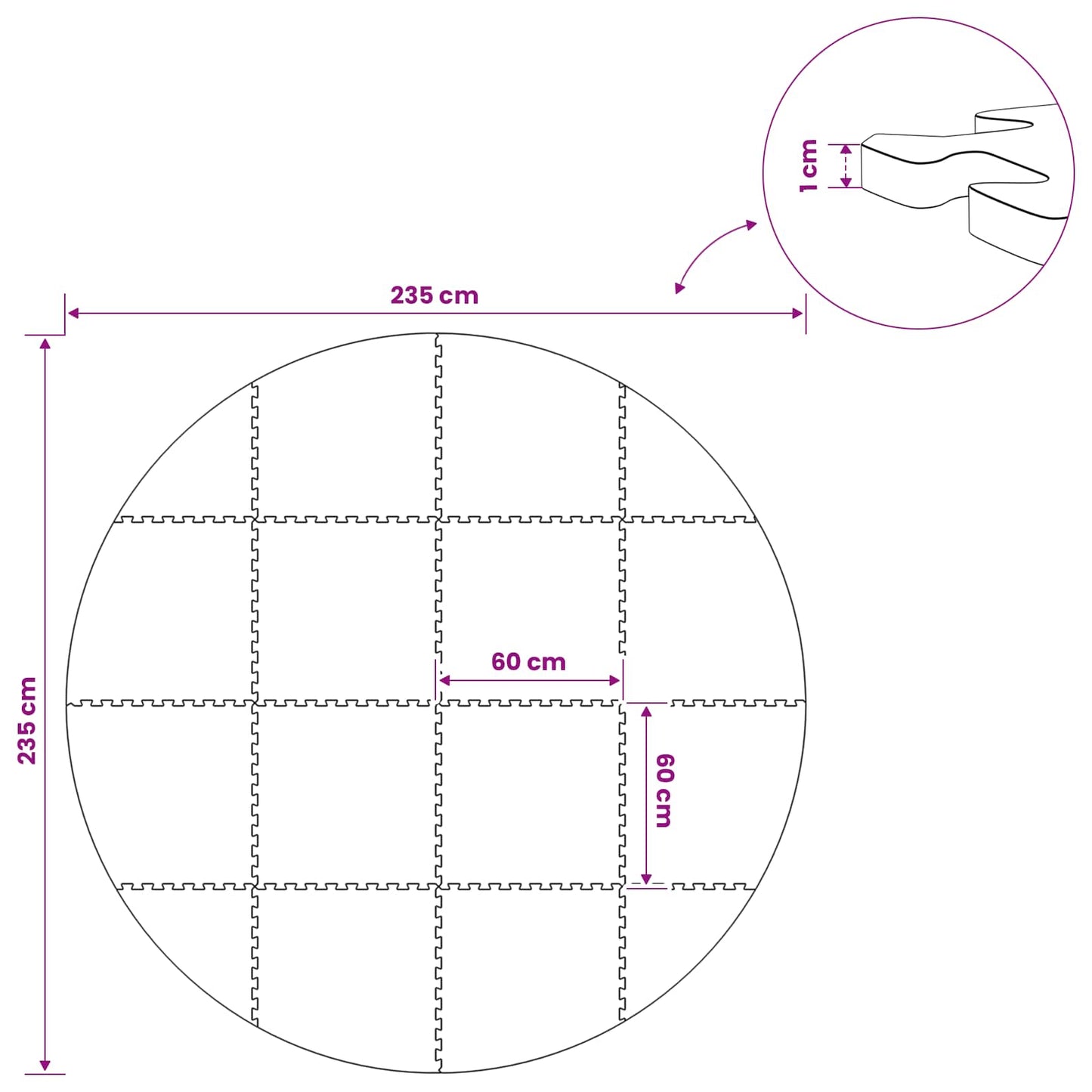 Pool Ground Mat 16 pcs Ø 235 cm Round EVA Foam Blue