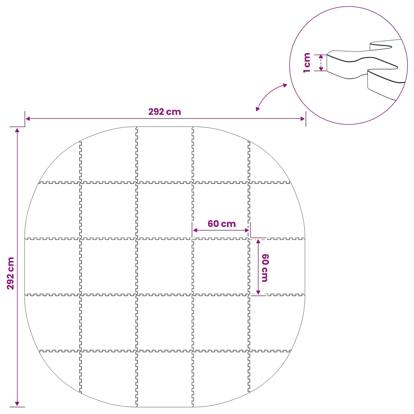 Pool Ground Mat 25 pcs Ø 292 cm Round EVA Foam Grey
