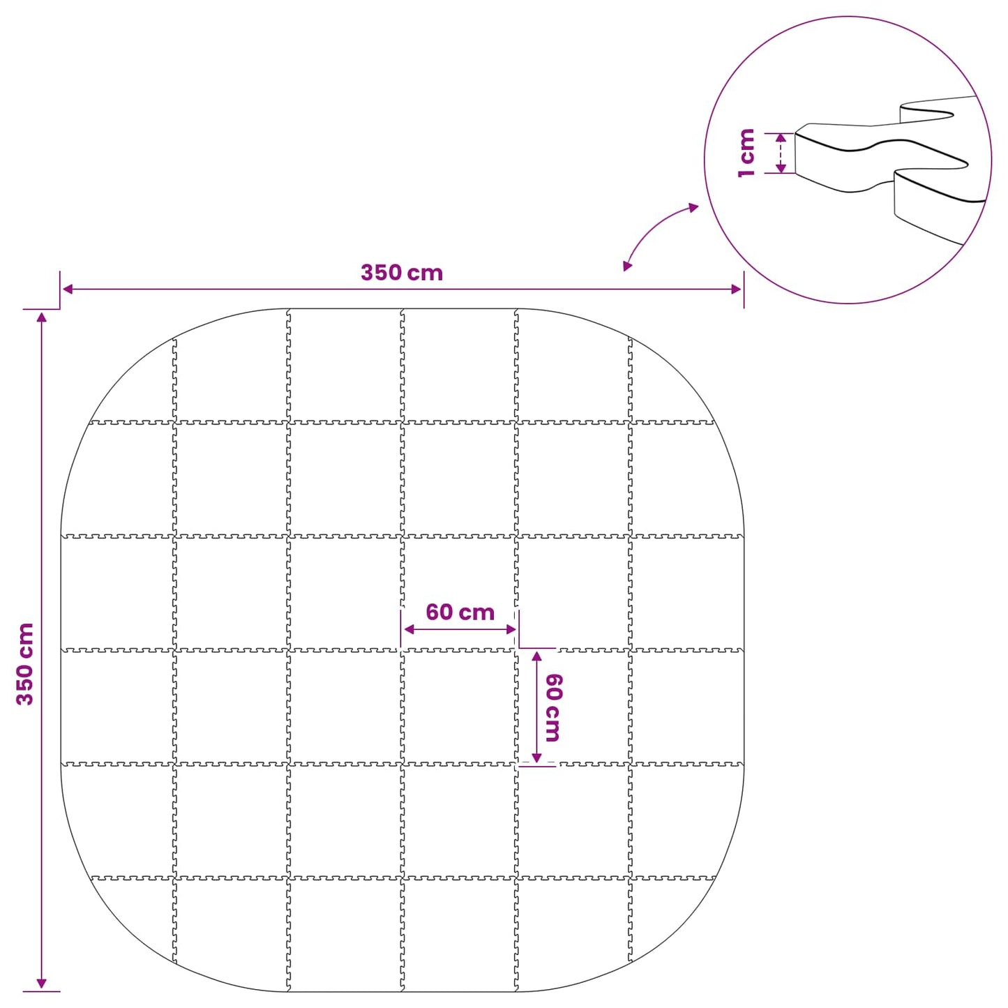 Pool Ground Mat 36 pcs Ø 350 cm Round EVA Foam Black