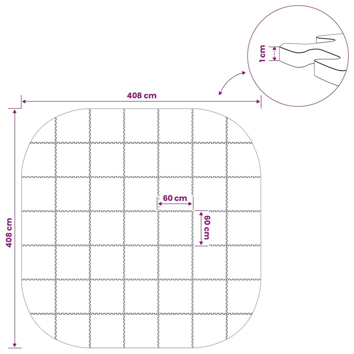 Pool Ground Mat 49 pcs Ø 408 cm Round EVA Foam Grey