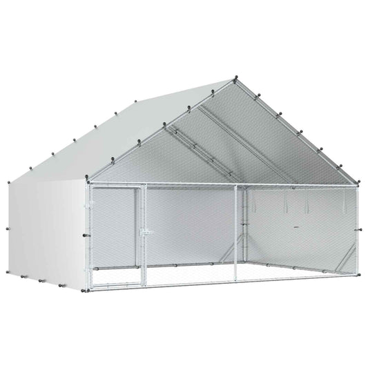 Chicken Coop with Roof Silver 300 x 200 x 190 cm Chicken Coop with Roof Silver 300 x 200 x 190 cm