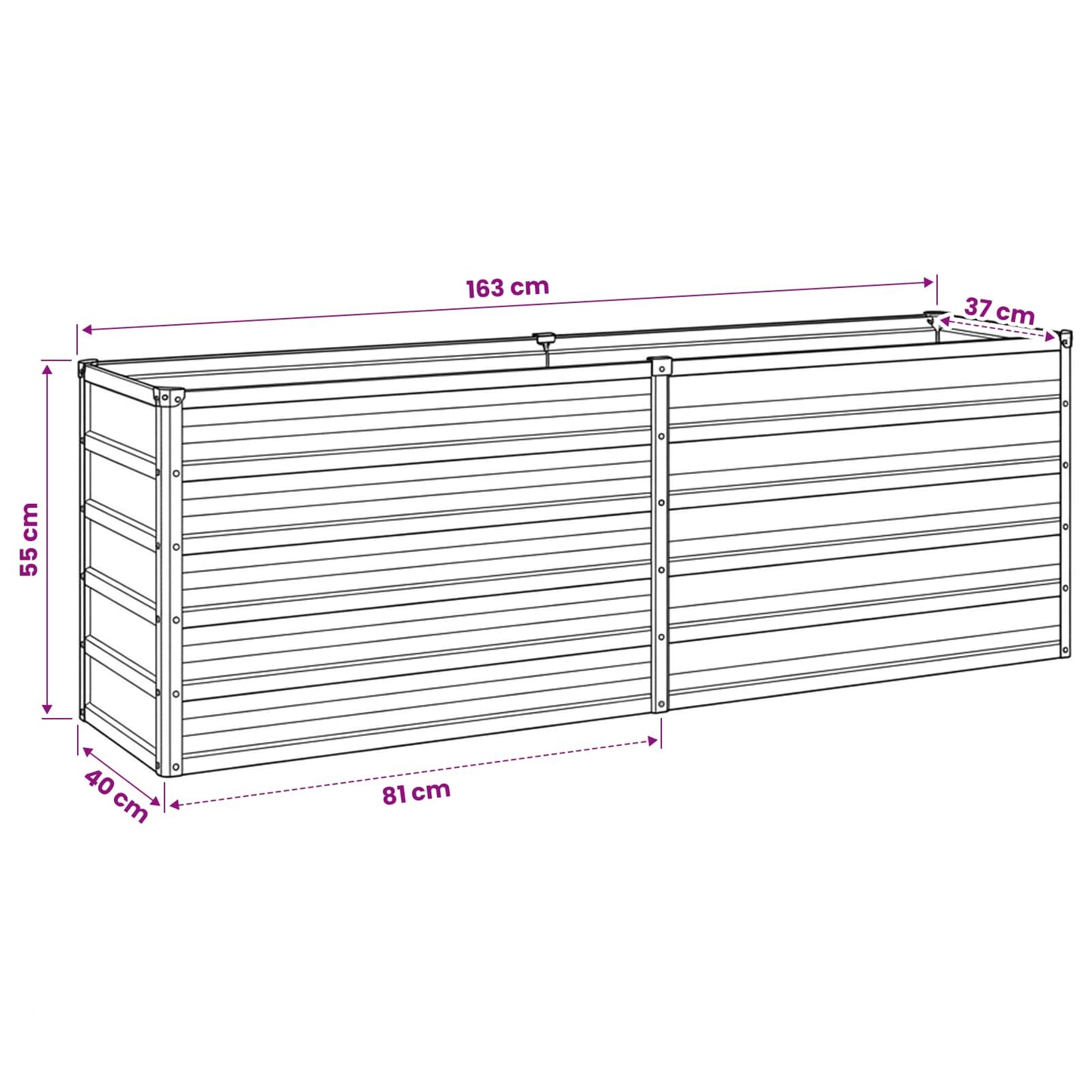 Raised Garden Bed Natural 160 x 40 x 55 cm cold-rolled steel