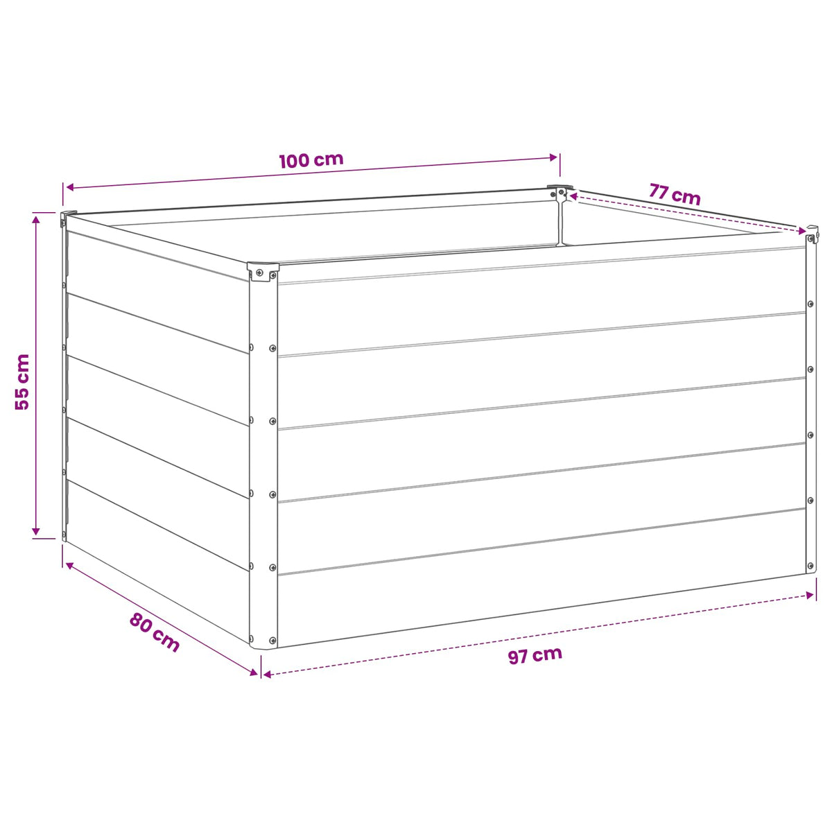 Raised Garden Bed Anthracite 100 x 80 x 55 cm Galvanised Steel