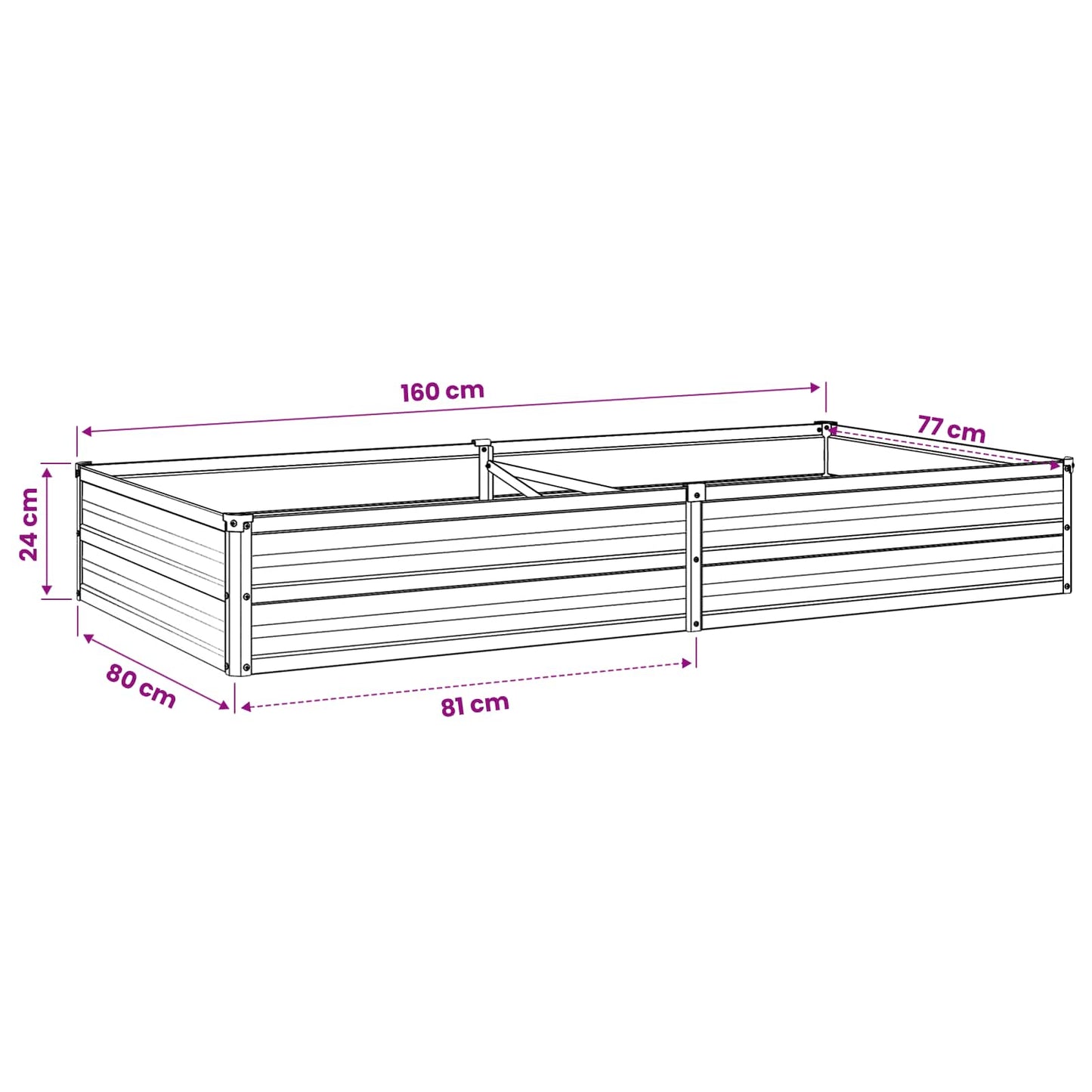 Raised Garden Bed Wood Brown 160 x 80 x 24 cm cold-rolled steel