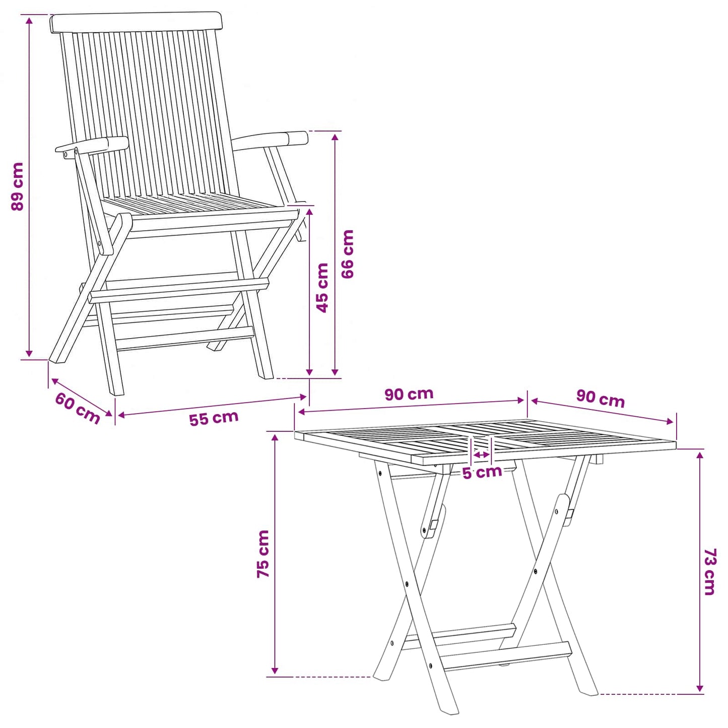 3 Piece Folding Garden Bistro Set 3 pcs Natural Solid Teak Wood