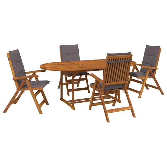 5-Piece Garden Dining Set Natural Solid Acacia Wood 5-Piece Garden Dining Set Natural Solid Acacia Wood