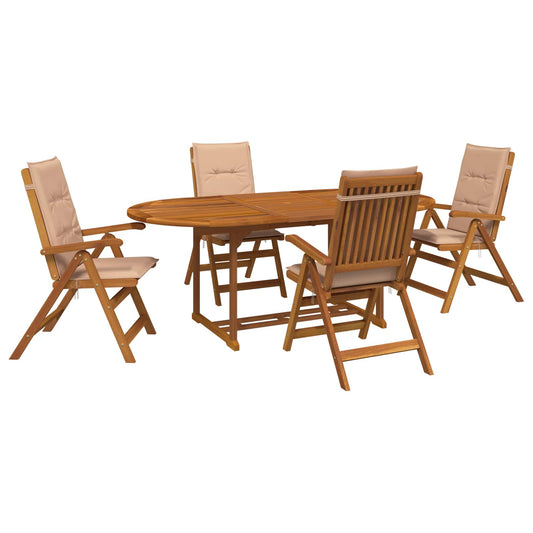 5-Piece Garden Dining Set Natural Solid Acacia Wood 5-Piece Garden Dining Set Natural Solid Acacia Wood