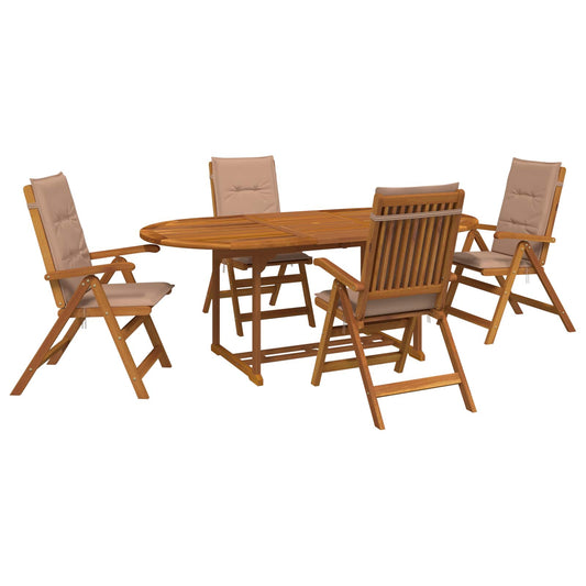 5-Piece Garden Dining Set Natural Solid Acacia Wood 5-Piece Garden Dining Set Natural Solid Acacia Wood