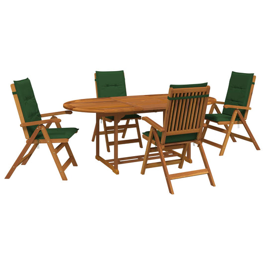 5-Piece Garden Dining Set Natural Solid Acacia Wood 5-Piece Garden Dining Set Natural Solid Acacia Wood