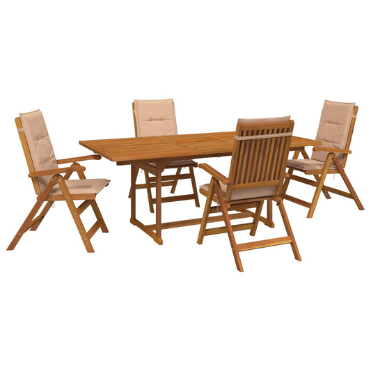 5-Piece Garden Dining Set Natural Solid Acacia Wood 5-Piece Garden Dining Set Natural Solid Acacia Wood