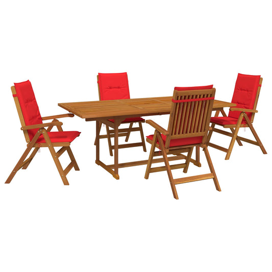 5-Piece Garden Dining Set Natural Solid Acacia Wood 5-Piece Garden Dining Set Natural Solid Acacia Wood