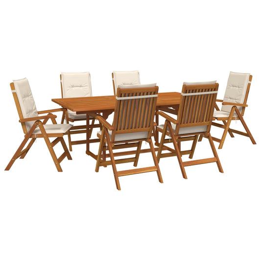 7-Piece Garden Dining Set Natural Solid Acacia Wood 7-Piece Garden Dining Set Natural Solid Acacia Wood