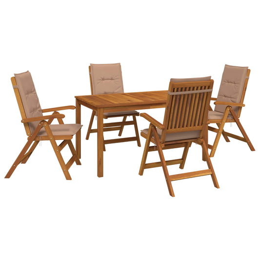 5-Piece Garden Dining Set 4-Seaters Taupe Solid Acacia Wood 5-Piece Garden Dining Set 4-Seaters Taupe Solid Acacia Wood