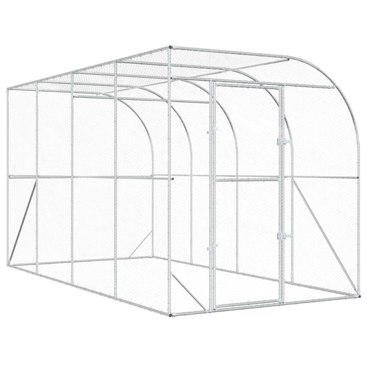 Against Wall Chicken Coop Silver 400 x 200 x 215 cm Against Wall Chicken Coop Silver 400 x 200 x 215 cm