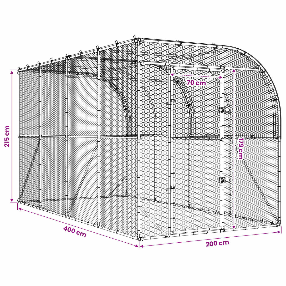 Against Wall Chicken Coop Silver 400 x 200 x 215 cm