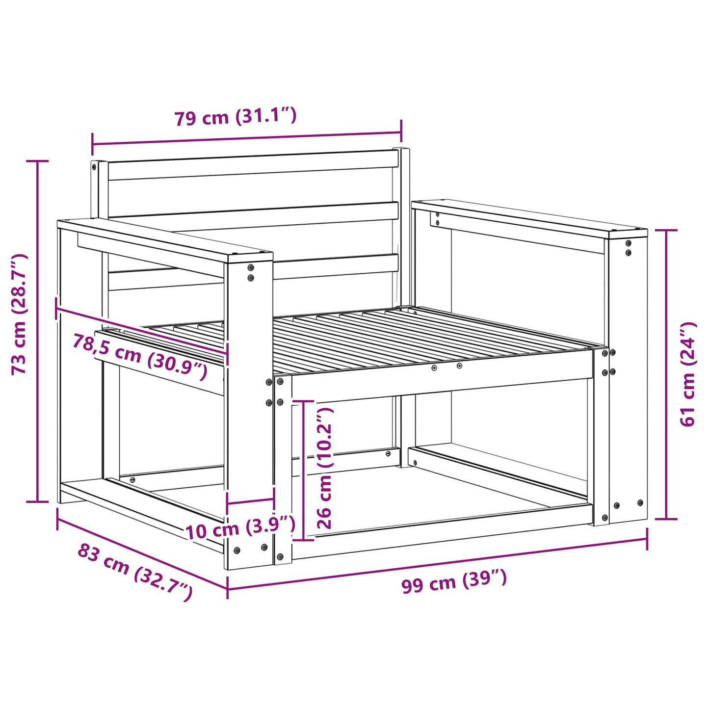 Outdoor Middle Sofa Natural