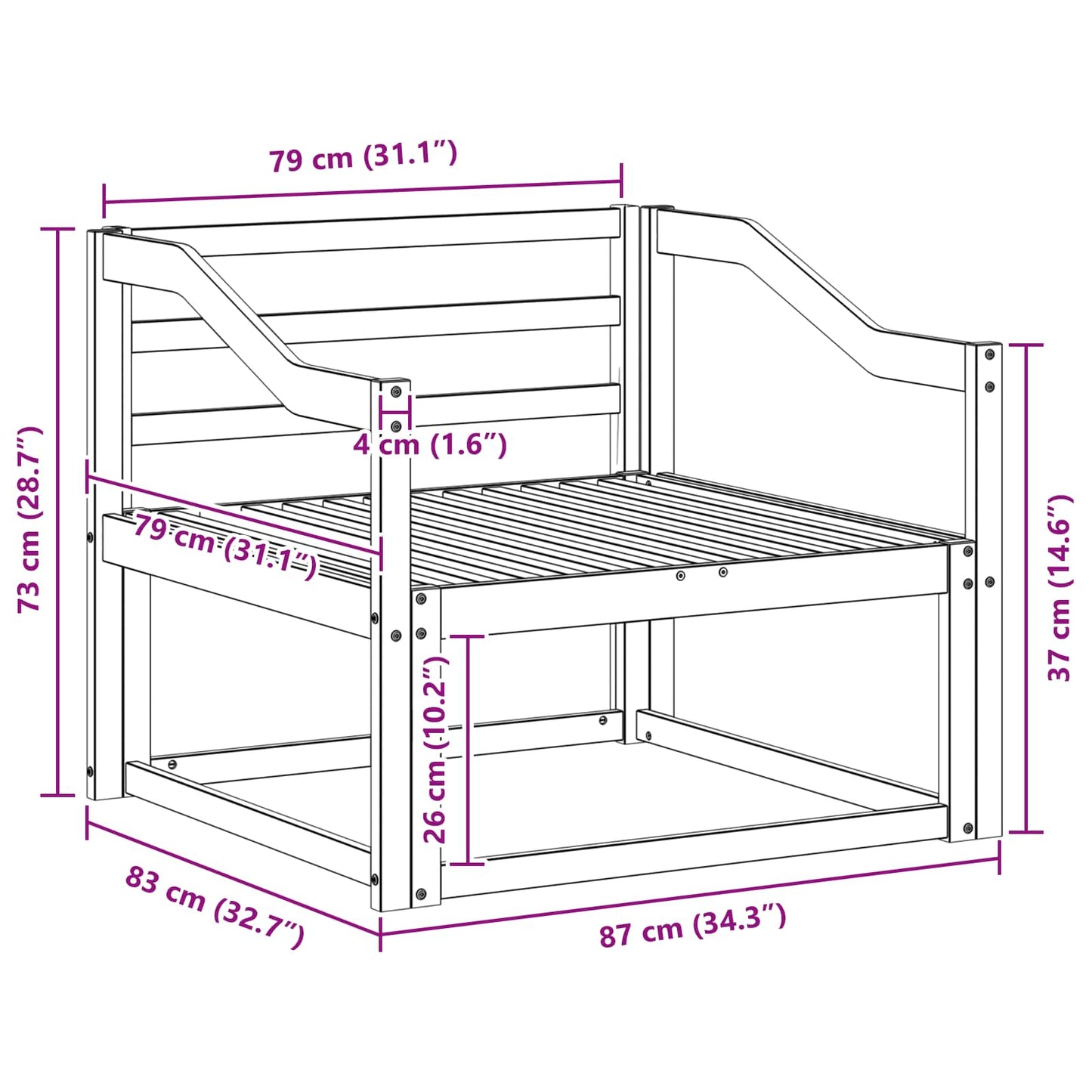 Outdoor Middle Sofa Natural