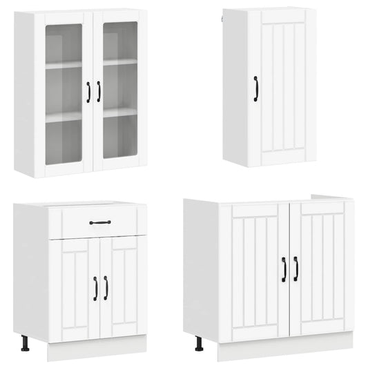 Cabinet Set with Drawer with Shelf 8 pcs White Engineered Wood Cabinet Set with Drawer with Shelf 8 pcs White Engineered Wood