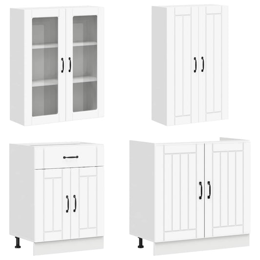 Cabinet Set with Drawer with Shelf 8 pcs White Engineered Wood Cabinet Set with Drawer with Shelf 8 pcs White Engineered Wood