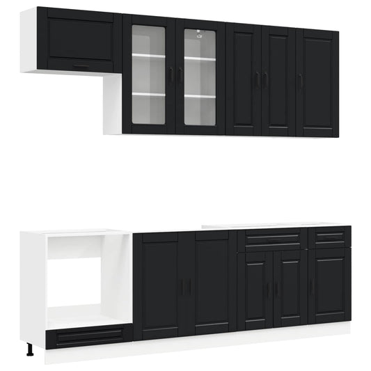 Kitchen Unit PORTO 8 pcs Black Engineered Wood Kitchen Unit PORTO 8 pcs Black Engineered Wood