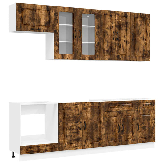 Kitchen Unit KALMAR 8 pcs Smoked Oak Engineered Wood Kitchen Unit KALMAR 8 pcs Smoked Oak Engineered Wood