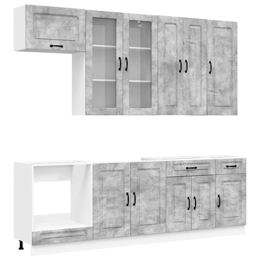 Kitchen Unit KALMAR 8 pcs Concrete Grey Engineered Wood Kitchen Unit KALMAR 8 pcs Concrete Grey Engineered Wood